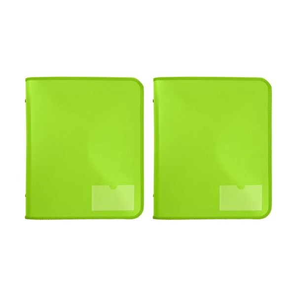 2x Marbig&nbsp;2 D-Ring A4 Zipper Binder 25mm w/ Tech Case File Document Holder Lime