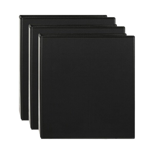 3x Marbig Clearview 3 D-Ring Insert Binder A4 File 50mm Document Organiser Black