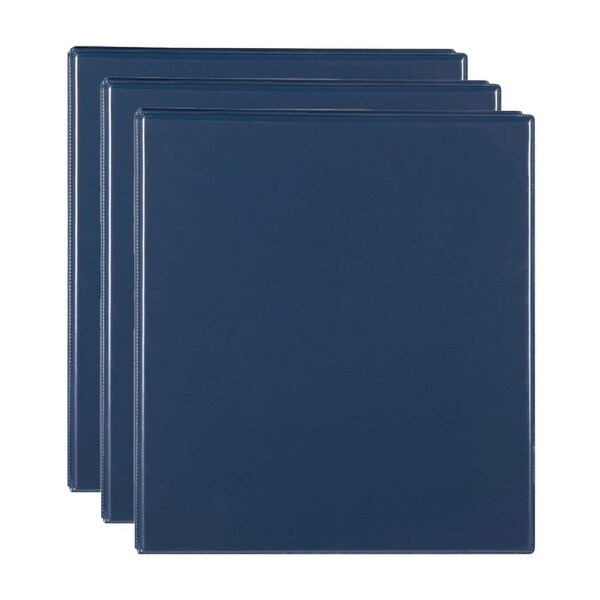 3x Marbig Clearview 4 D-Ring Insert Binder A4 File 50mm Document Organiser Blue