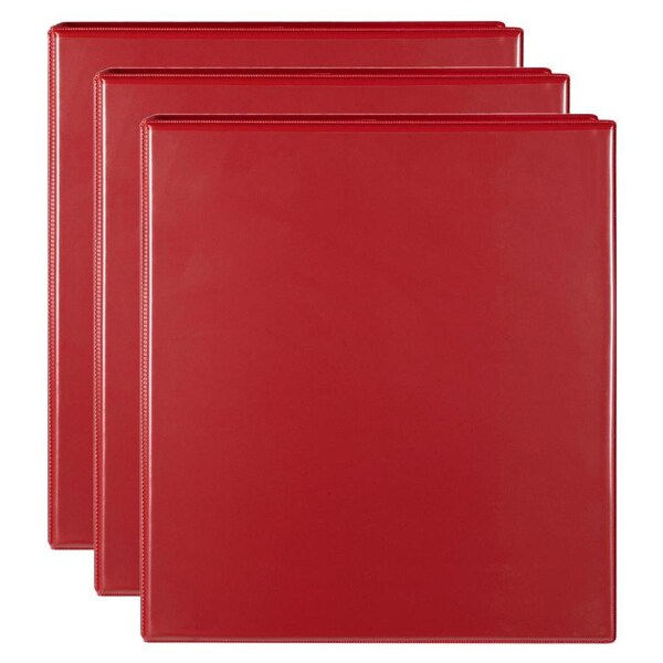 3x Marbig Clearview 3 D-Ring Insert Binder A4 File 50mm Document Organiser Red