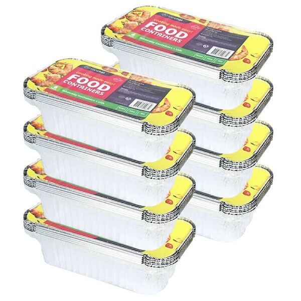 48pc Topchef Home Kitchen Disposable Aluminium Foil Takeaway Container W/Lids
