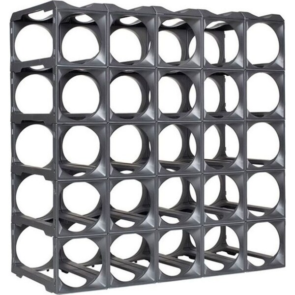 Stakrax 30 Bottle Modular Home Wine Rack Plastic Organiser Kit Silver