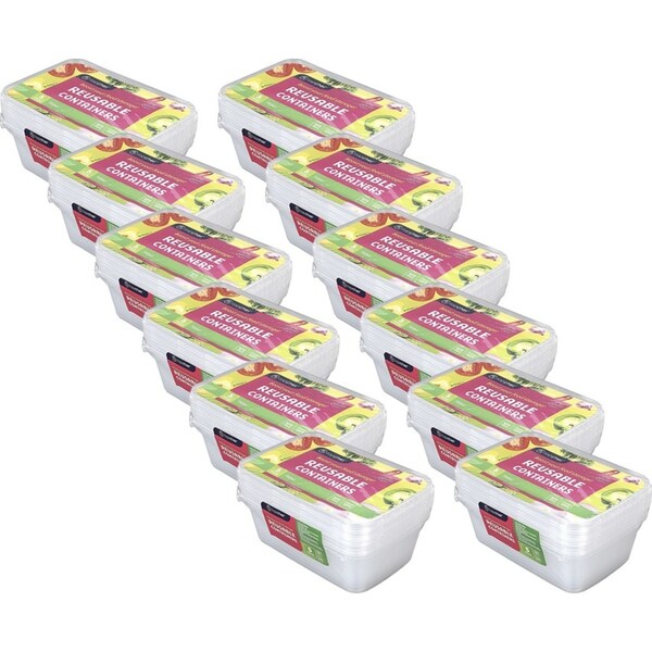 60pc Topchef 750ml Rectangle BPA Free Reusable Food Container w/Lid Clear