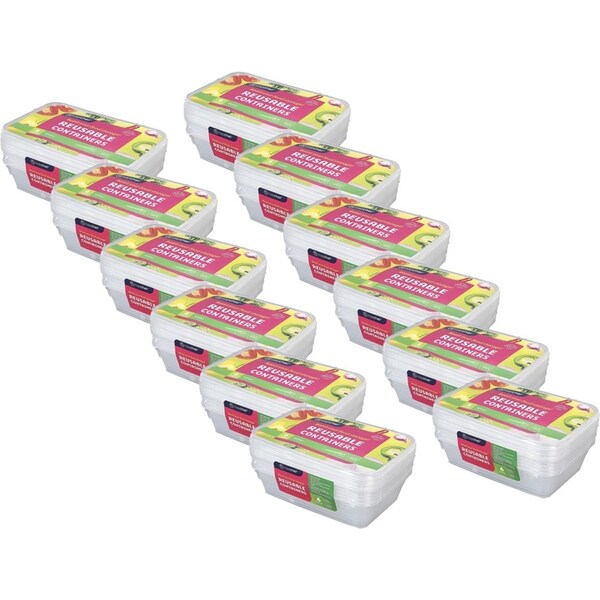 72pc Topchef 500ml Rectangle BPA Free Reusable Food Container w/Lid Clear