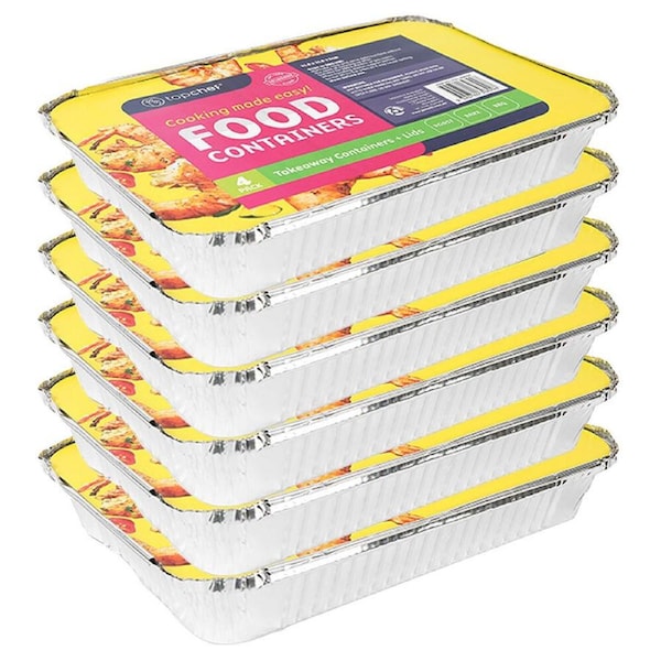 24pc Topchef Home Kitchen Large Disposable Aluminium Foil Container With Lid