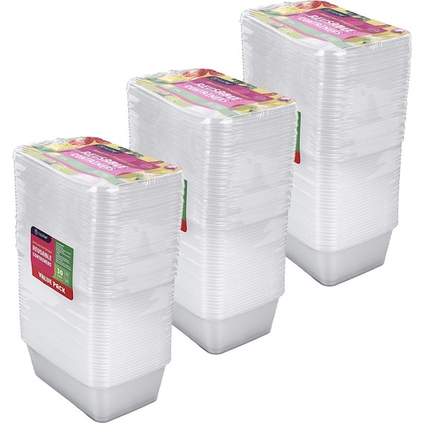 90pc Topchef 750ml Rectangle BPA Free Reusable Food Storage Container w/Lid