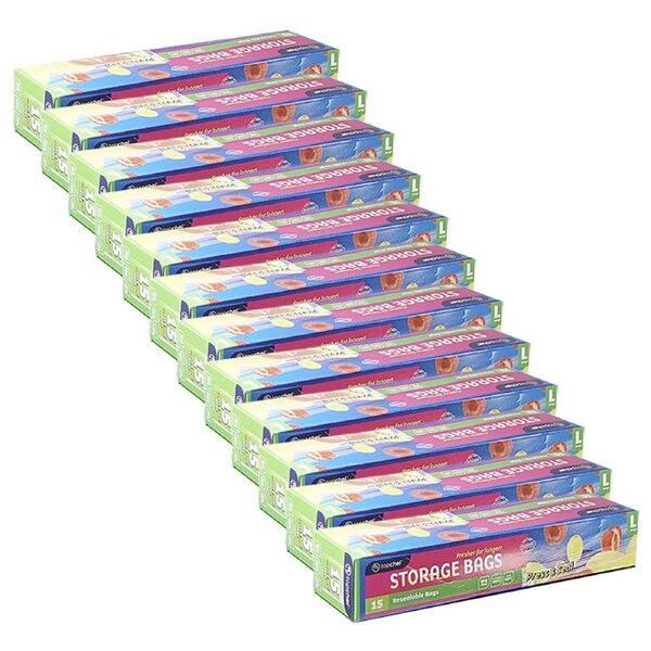 180pc Topchef Single Press & Seal Large Resealable Food Safe Storage Bag