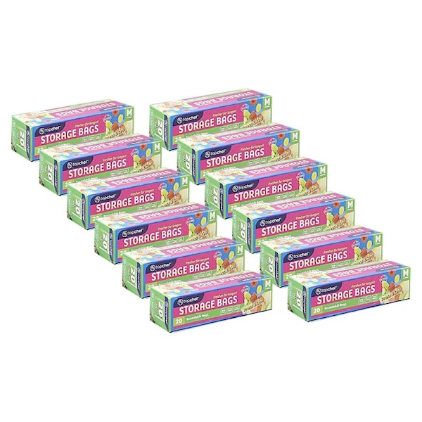 240pc Topchef Single Press & Seal Medium Resealable Food Safe Storage Bag