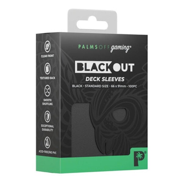 Palms Off Standard 100pc Blackout Deck Sleeves - Black
