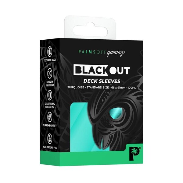 Palms Off Standard 100pc Blackout Deck Sleeves - Turquoise