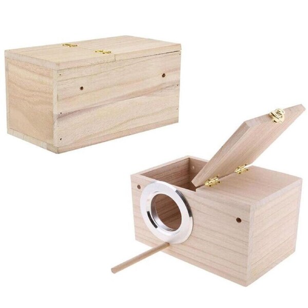 Birds Nest Breeding Box Parakeet Budgie Cockatiel Cage Nesting Window Wooden