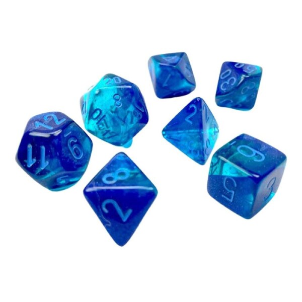 Chessex CHX 26463 Gemini Blue-Blue/light blue Luminary 7-Die Set