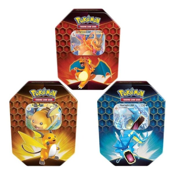 Pokemon TCG Hidden Fates Tin Charizard Gyrados Raichu Set of 3