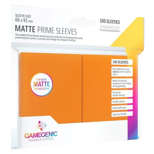 Gamegenic Matte Prime Card Sleeves Orange (66mm x 91mm) (100 Sleeves Per Pack)