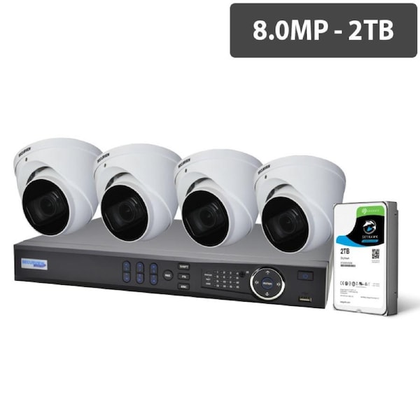 Securview Professional 8 Channel 8.0MP HDCVI Surveillance Kit (4 x Motorised Cameras, 2TB HDD)
