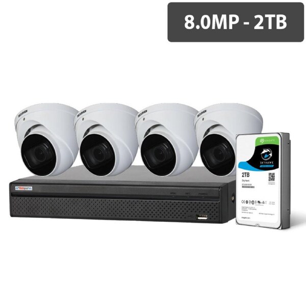 WATCHGUARD Compact 8 Channel 8.0MP HDCVI Surveillance Kit (4 x Motorised
