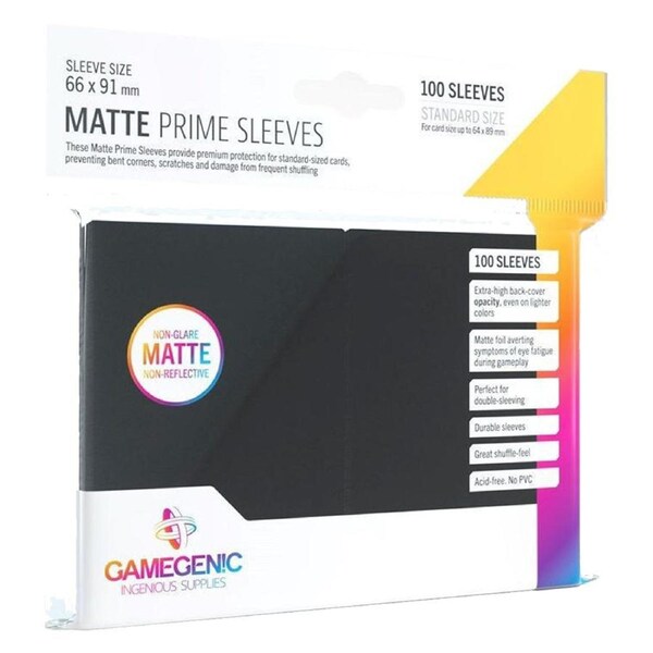 Gamegenic Matte Prime Card Sleeves Black 66mm x 91mm 100 Sleeves Per Pack