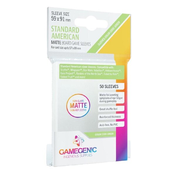 Gamegenic Matte Board Game Sleeves Standard American Sized 59mm x 91mm 50pc