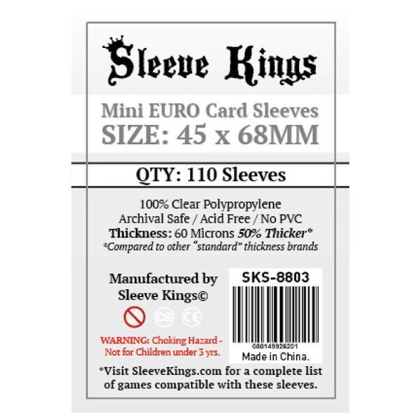 Sleeve Kings Board Game Sleeves Mini Euro 45mm x 68mm 110ct