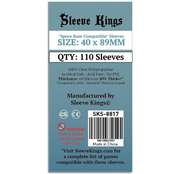 Sleeve Kings Board Game Sleeves Space Base Compatible 40mm x 89mm 110ct