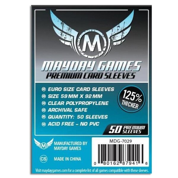 Mayday Premium Euro Card Sleeves Pack of 50 59 X 92 MM