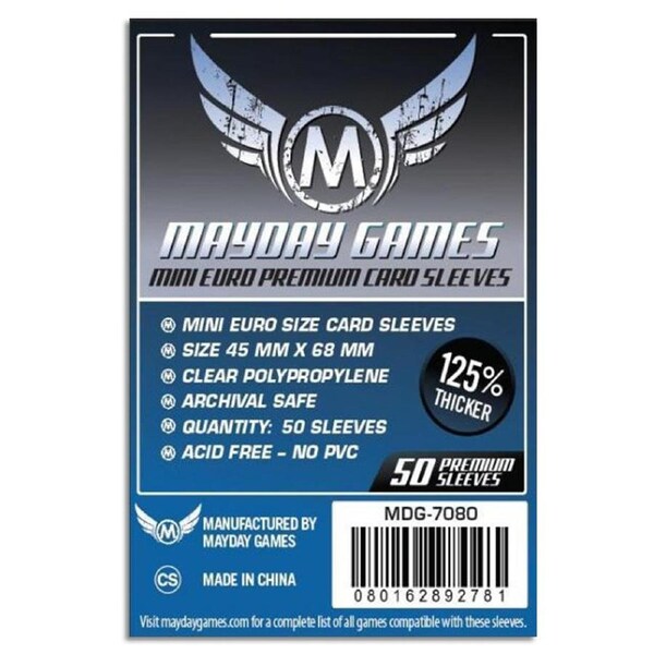 Mayday Premium Mini Euro Card Sleeves Pack of 50 45 X 68 MM