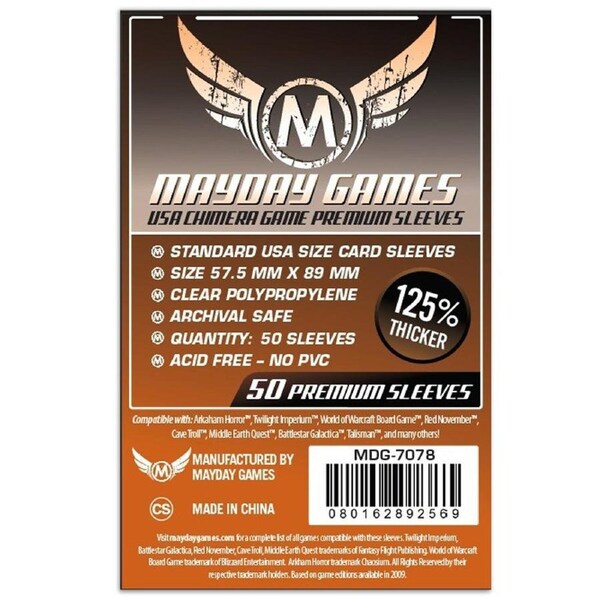 Mayday Premium USA Chimera Game Sleeves 50ct 57.5 X 89 MM Orange Talisman