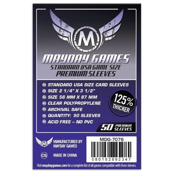 Mayday Premium USA Board Game Sleeves 50ct 56 X 87 mm Purple
