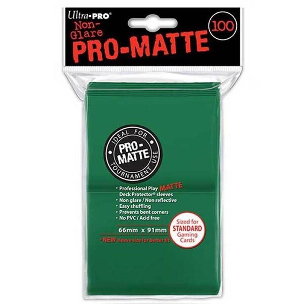 ULTRA PRO Deck Protector Sleeves Pro Matte Green Standard 100ct 66x91mm