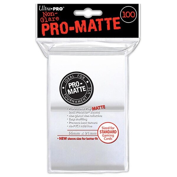 ULTRA PRO Deck Protector Sleeves Pro Matte White Standard 100ct 66 x 91mm