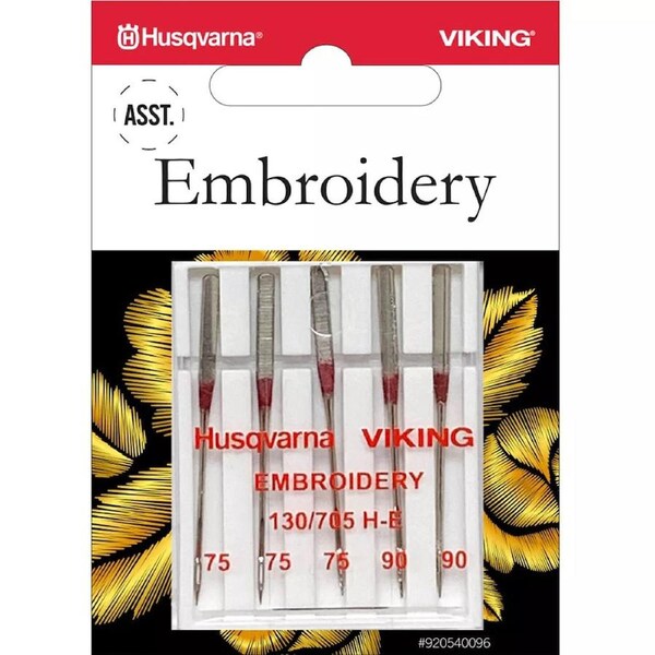 Husqvarna Viking Sewing Machine Embroidery Assorted Needles 5 Pack