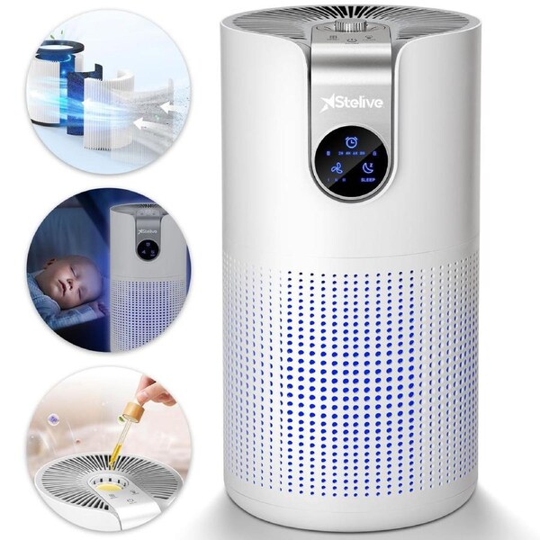 Stelive Compact Air Purifier 40m2 3-Stage Ture HEPA-13 & Active Carbon Filter