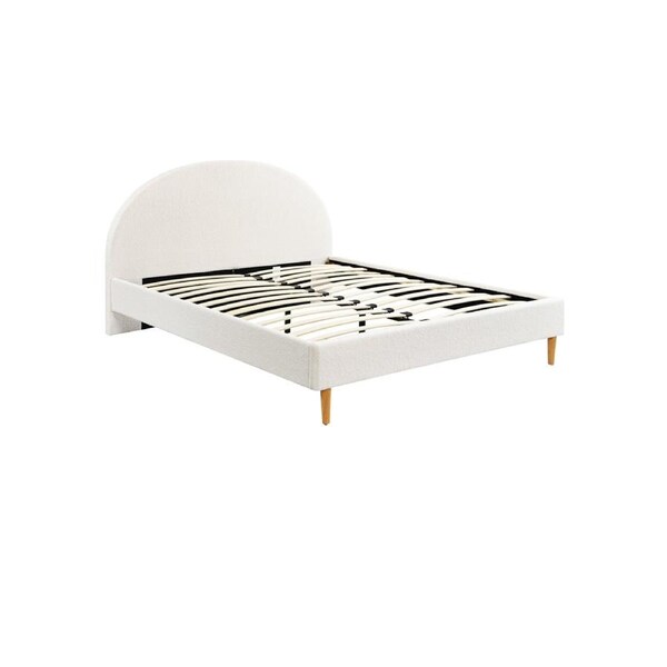 Foret Bed Frame Double Wooden Mattress Base Arched Sleep Beds Platform Fabric