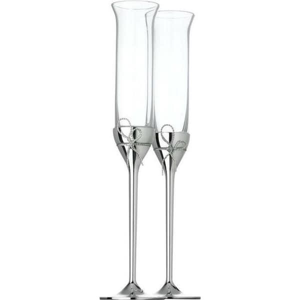 Vera Wang by Wedgwood Love Knots Silver Toasting Champagne Flute - 2pc Set