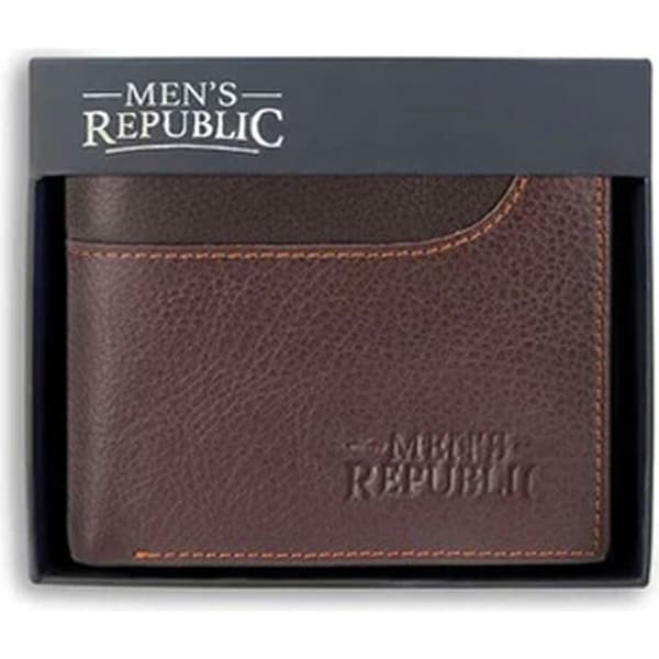 Men's Republic Genuine Leather Bifold RFID Protected Money Wallet - Coffee