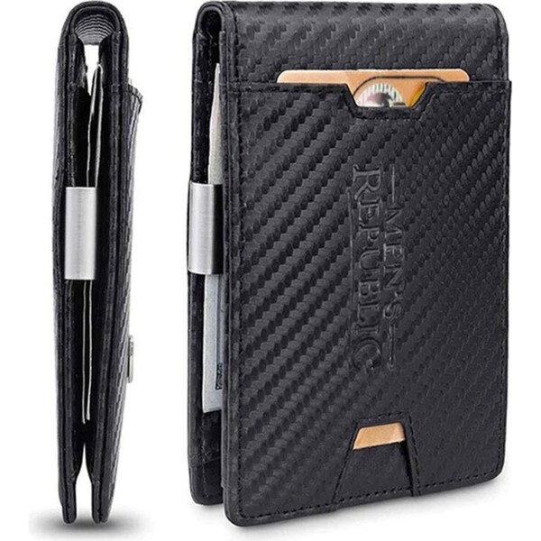 Men's Republic Sleek Minimalist Faux Leather Wallet Money Clip - Black