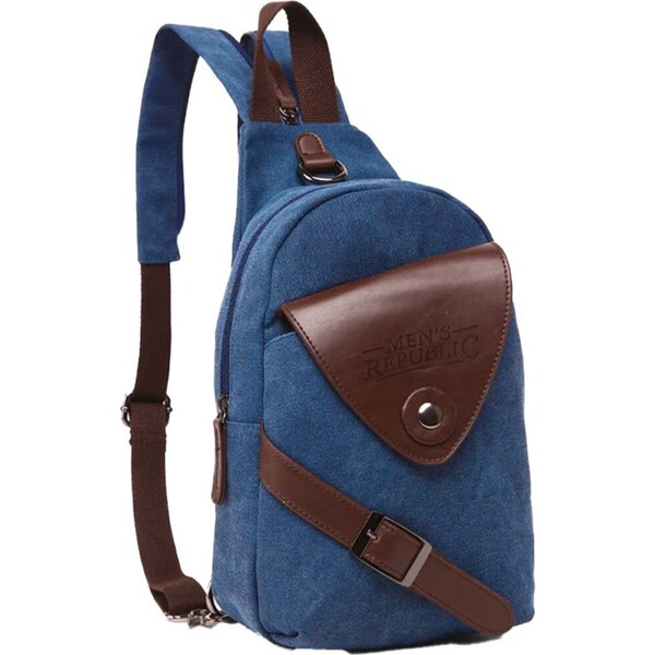 Men's Republic Trendy Canvas Single Strap Sling Bag Travel Backpack - Blue