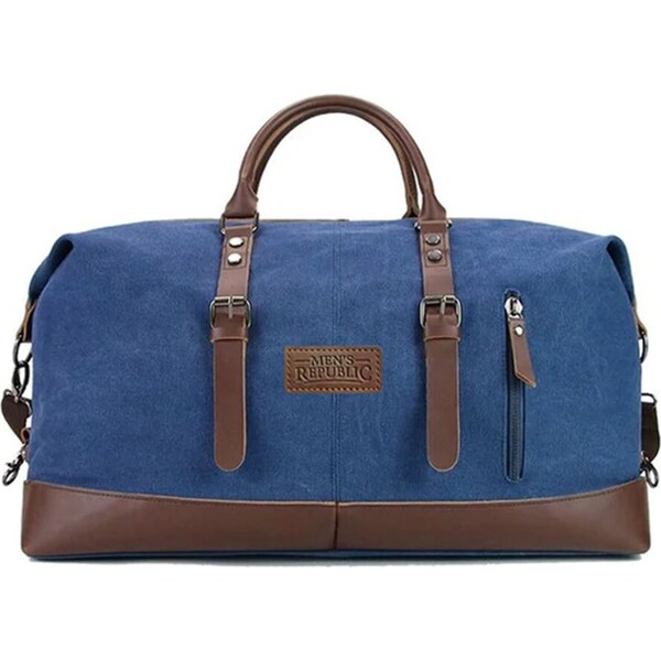 Men's Republic Canvas Spacious Weekend Overnight Travel Bag - Denim Blue