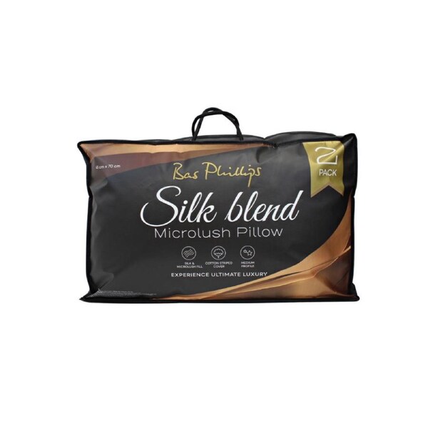 Bas Phillips 2 PACK Silk Blend Microlush Pillow - 900gms
