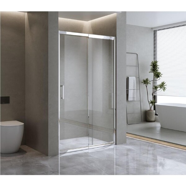 120-130cm Adjustable Wall to Wall Sliding Glass Shower Door in Chrome
