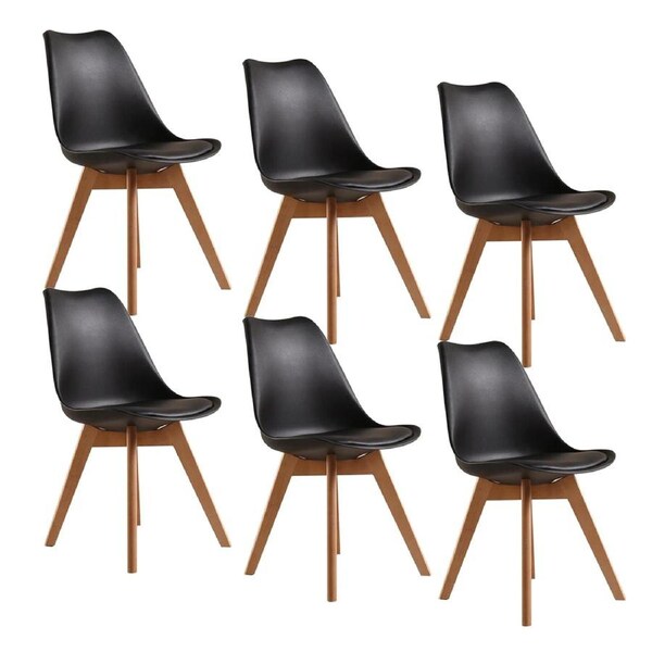 Padded 6x Retro Replica Dining Chairs Cafe Kitchen Beech Chair Cafe Kitchen Black