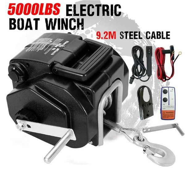 OZNALA 5000LBS Electric Boat Winch 12V 4WD Portable Detachable with Steel Cable Remote