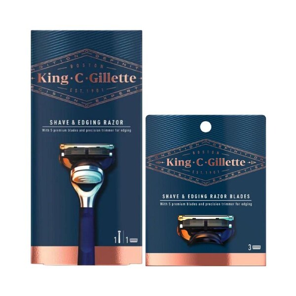 King C. Gillette Shave & Edging Razor Handle + 4 Blades