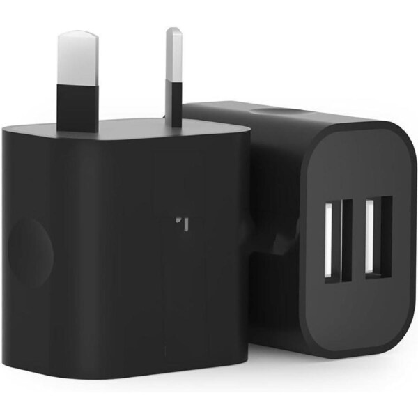 2 x 5V 2.1A USB Port Wall Charger Black