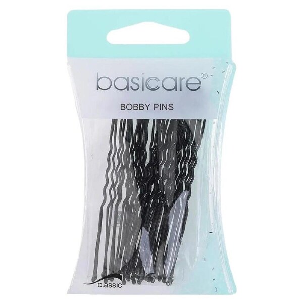 Basicare Black Hair Pins Large 7.5cm 24 Pack Strong Hold Ball Tip