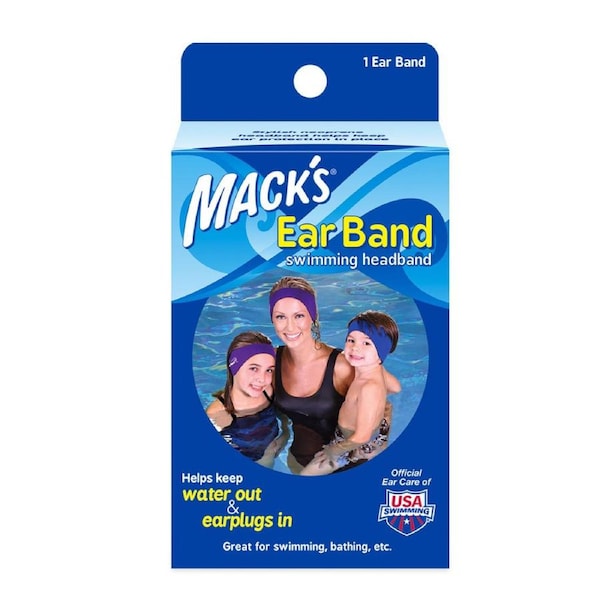Mack's Ear Band Headband Great For Swimming To Keep Water Out And Ear Buds In