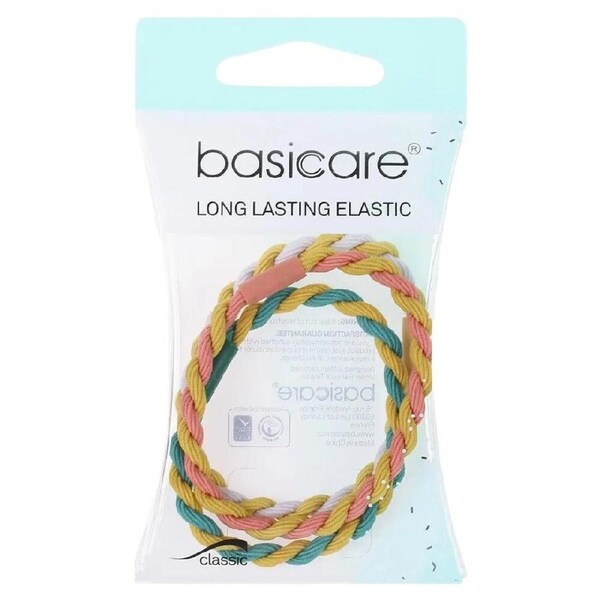 Basicare Long Lasting Elastic Hair Bands Twisted 3 Pack for Secure Hold