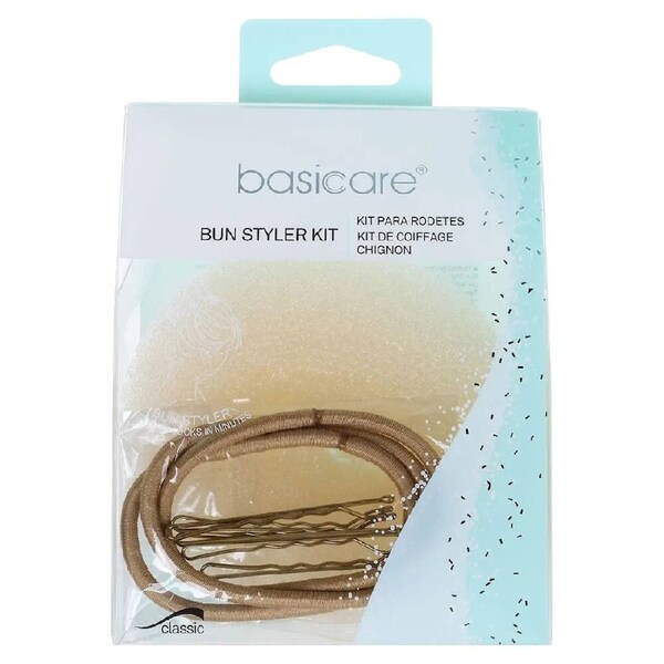 Basicare Bun Styler Kit Blonde M/L Hair Elastic And Bobby Pins Secure Hold
