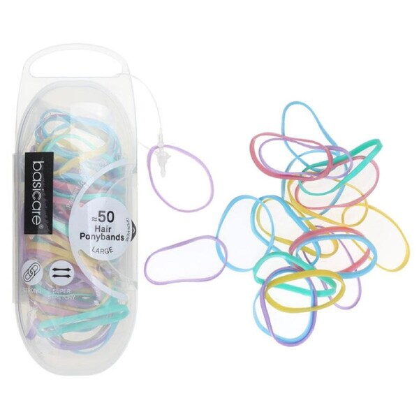Basicare Strong Super Stretchy Snagless Pastel Hair Bands 50 Pack
