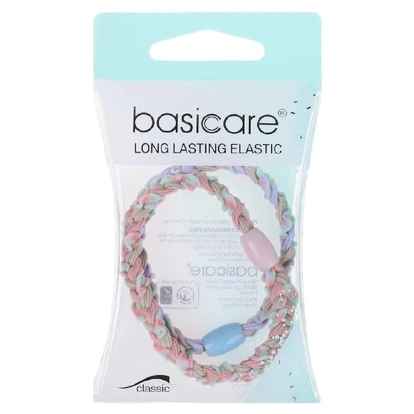 Basicare Long Lasting Elastic Hair Bands 2 Pack Plaited Durable Snag Free